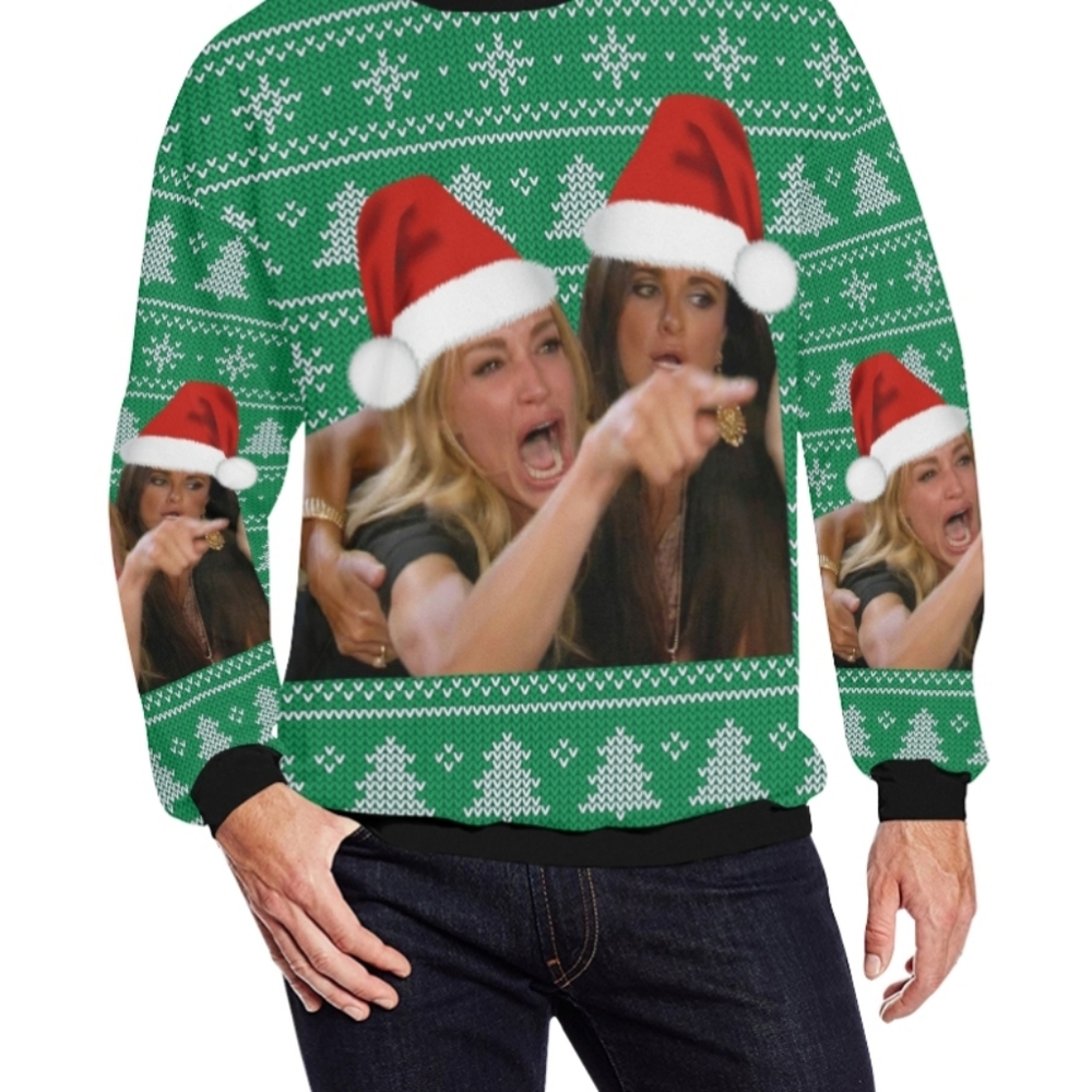 Angry Woman Yelling Ugly Christmas Sweater